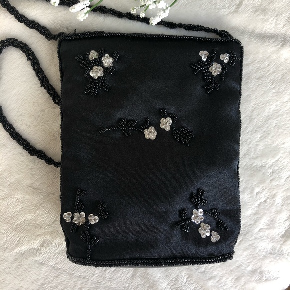 2/$20 | Vintage black satin beaded crossbody bag - Picture 6 of 10